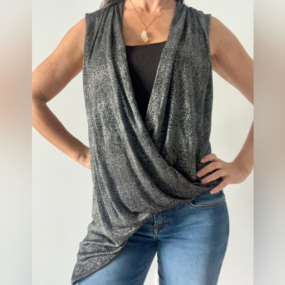 Sparkle Surplice Asymmetrical Top